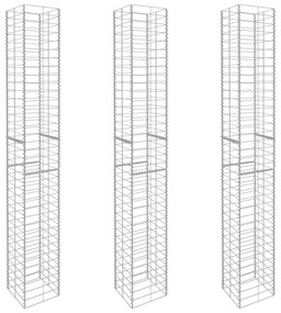 vidaXL Συρματοκιβώτια Σετ 3 τεμ. 25 x 25 x 197 εκ. Γαλβανισμένο Ατσάλι