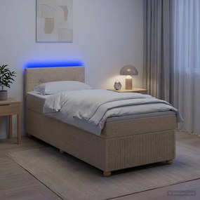 vidaXL Κρεβάτι box spring με στρώμα Κρεμ 90 x 200 cm Ύφασμα