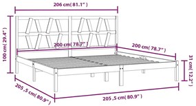 vidaXL Πλαίσιο Κρεβατιού Λευκό 200 x 200 εκ. από Μασίφ Ξύλο Πεύκου
