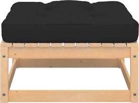 vidaXL Υποπόδιο Κήπου Μασίφ Ξύλο Πεύκου με Μαξιλάρια