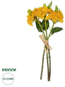 GloboStar® Artificial Garden YELLOW SEDUM BOUQUET 21348 Τεχνητό Διακοσμητικό Μπουκέτο Κίτρινο Σέδο Y30cm