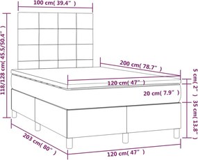 vidaXL Κρεβάτι Boxspring με Στρώμα Σκούρο Καφέ 120x200 εκ. Υφασμάτινο
