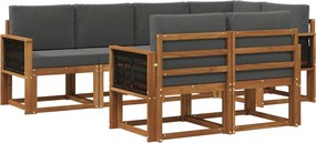 vidaXL Σειρά Καναπέ Εξωτερικού 7 pcs Φυσικό και Ανθρακί Πολυεστέρας