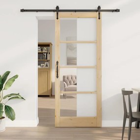 vidaXL Ολισθητή Πόρτα Καφέ 86 x 211 cm Ξύλο και μέταλλο