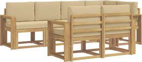 vidaXL Σειρά Καναπέ Εξωτερικού 7 pcs Λευκό και Μπεζ Πολυεστέρας