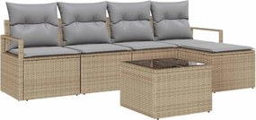 vidaXL Σετ Καναπέ με μαξιλάρι 6 pcs Μπεζ συνθετικό ρατάν