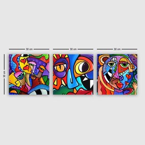 Decorative Canvas Painting (3 Pieces) pmdr40 Multicolor