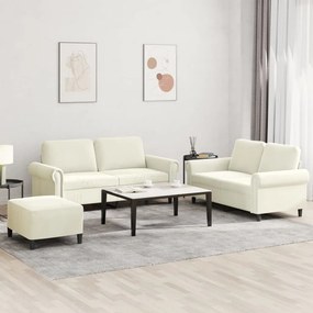 vidaXL Πολυθρόνες Σετ 3 Τεμαχίων Κρεμ από Βελούδο με Μαξιλάρια