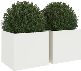 vidaXL Ζαρντινιέρες 2 τεμ. Λευκές 32x30x29εκ. από Χάλυβα