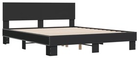 vidaXL Πλαίσιο Κρεβατιού Μαύρο 160 x 200 εκ. Επεξ. Ξύλο & Μέταλλο