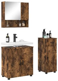 vidaXL Σετ Επίπλων Μπάνιου 3 pcs Καπνιστή δρυς 61 x 35 x 64 εκ.