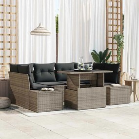 vidaXL Σετ Καναπέ Κήπου 7 pcs Γκρι Πολυέστερ και Κατασκευασμένο Ατσάλι