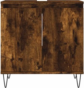 vidaXL Ντουλάπι Μπάνιου Καπνιστή Δρυς 58 x 33 x 60 εκ. Επεξεργ. Ξύλο