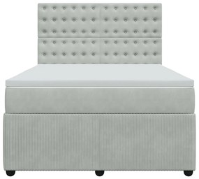 vidaXL Κρεβάτι Boxspring με Στρώμα Ανοιχτό Γκρι 160x200 εκ. Βελούδινο