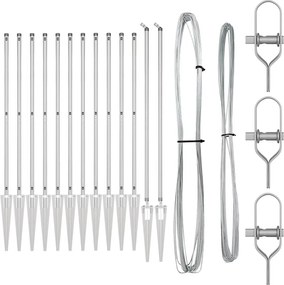 vidaXL Στήλη φράχτη με πείρο για το έδαφος 13 τμχ. Ασημί