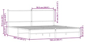 Σκελετός Κρεβ. Χωρίς Στρώμα Καφέ Δρυς 160x200 εκ. Μεταλλικό - Καφέ