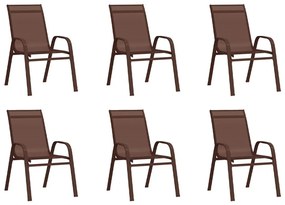 Καρέκλες Κήπου Στοιβαζόμενες 6 τεμ. Καφέ από Ύφασμα Textilene - Καφέ