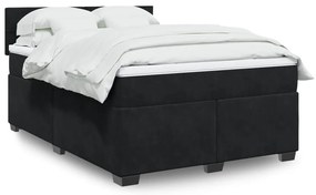 vidaXL Κρεβάτι Boxspring με Στρώμα Μαύρο 160x200 εκ. Βελούδινο