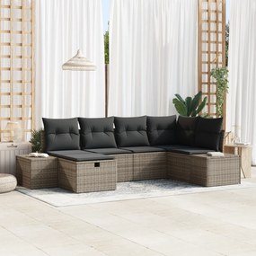 vidaXL Σετ 6 Τεμαχίων Καναπέ Κήπου με Μαξιλάρια Γκρι Πολυ Ρατάν