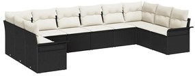vidaXL Σετ Καναπέ Κήπου με μαξιλάρι 10 pcs Μαύρο Πολυ ράταν