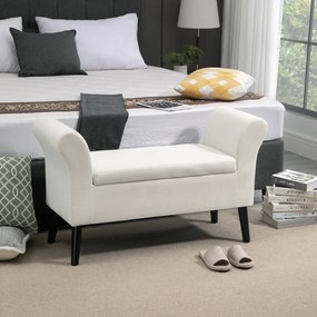 Πάγκος αποθήκευσης, 111,5cm x 41cm x 65cm, Κρεμ λευκό