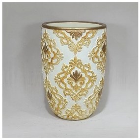 Βάζο Τσιμεντένιο Κρεμ-Χρυσό 15.5x15.5x23cm 752-18048 Estheti-752-18048-Μπεζ 752-18048