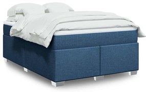 vidaXL Κρεβάτι Boxspring με Στρώμα Μπλε 140x190 εκ. Υφασμάτινο
