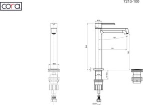 Cora Occo Chrome 7213 – Μπαταρία επιτραπέζιου νιπτήρα