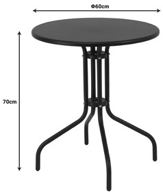 Τραπεζαρία Vergo-Sussie pakoworld 3τεμ μαύρο μέταλλο Φ60x70εκ