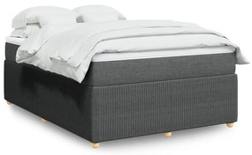 vidaXL Κρεβάτι Boxspring με Στρώμα Σκούρο Γκρι 140x200 εκ Υφασμάτινο