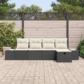 vidaXL Σετ Καναπέ Κήπου με μαξιλάρι 5 pcs Μαύρο Πολυ ράταν