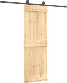vidaXL Συρόμενη Πόρτα Φυσικό και Μαύρο 70 x 210 cm