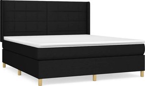 vidaXL Κρεβάτι Boxspring με Στρώμα Μαύρο 180x200 εκ. Υφασμάτινο