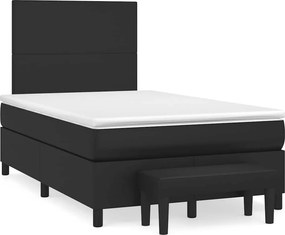 vidaXL Κρεβάτι Boxspring με Στρώμα Μαύρο 120x190εκ.από Συνθετικό Δέρμα