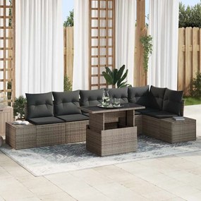 vidaXL Σετ Καναπέ Κήπου με μαξιλάρι 7 pcs Γκρι 100 x 55 x 73 εκ