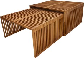 Τραπέζι Tinnie pakoworld σετ 2τεμ teak ξύλο σε φυσική απόχρωση
