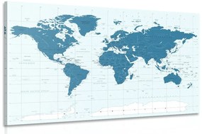 Εικόνα πολιτικό χάρτη του κόσμου σε μπλε - 90x60