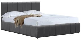 Επενδυμένο Κρεβάτι Snuggle Διπλό με Αποθηκευτικό χώρο Βελούδο Ανθρακί 160x200εκ. 168x212x100 εκ.