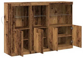 vidaXL Μπουφές με LED Φωτισμό Παλιού Ξύλου 142.5x37x100 cm