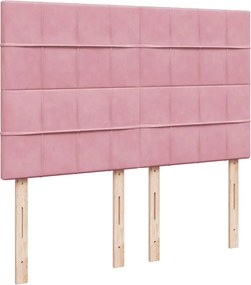 vidaXL Κρεβάτι Boxspring με Στρώμα Ροζ 140x190 εκ. Βελούδινο