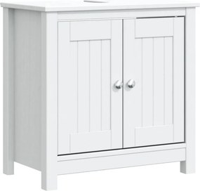 vidaXL Ντουλάπι Νιπτήρα BERG Λευκό 60 x 34 x 59 εκ. Μασίφ Ξύλο Πεύκου