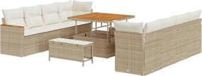 vidaXL Σετ Καναπέ Κήπου 11 pcs Μπεζ συνθετικό ρατάν