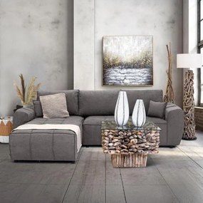 ΓΩΝΙΑΚΟΣ ΚΑΝΑΠΕΣ Fylliana Atlanta ΓΚΡΙ ΧΡΩΜΑ 265x190x95εκ 880-225-053