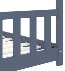 vidaXL Πλαίσιο Κρεβατιού Παιδικό Γκρι 90x200 εκ. από Μασίφ Ξύλο Πεύκου