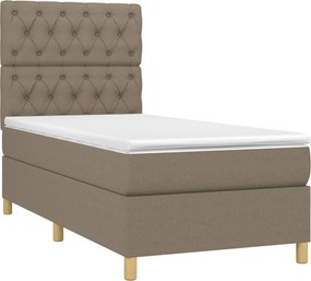 vidaXL Κρεβάτι Boxspring με Στρώμα Taupe 80x200 εκ. Υφασμάτινο