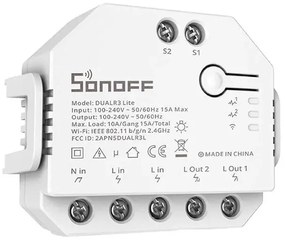 Sonoff Έξυπνος Ενδιάμεσος Διακόπτης WiFi Dual R3 Lite (Λευκό)