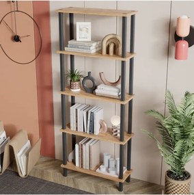 Stewehome Βιβλιοθήκη με 3 ράφια από σανίδα (Λευκό) 52x22x145 cm