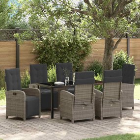 vidaXL Σέτ φαγητού για κήπο 7 pcs Γκρι συνθετικό ρατάν