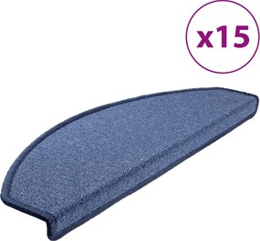 vidaXL Πατάκια Σκάλας 15 τεμ. Μπλε 65 x 24 x 4 εκ.