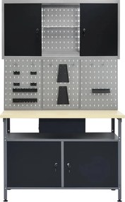 vidaXL Πάγκος Εργασίας με Τρία Πάνελ Τοίχου και Ένα Ντουλάπι